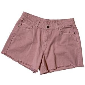 DIP Jeans Cutoff Denim Shorts Size 10 Rose Pink High Waisted Frayed Hem